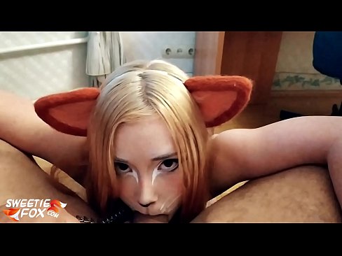 ❤️ Kitsune menelan batang dan air mani di dalam mulutnya ❤️ Video seks pada kami
